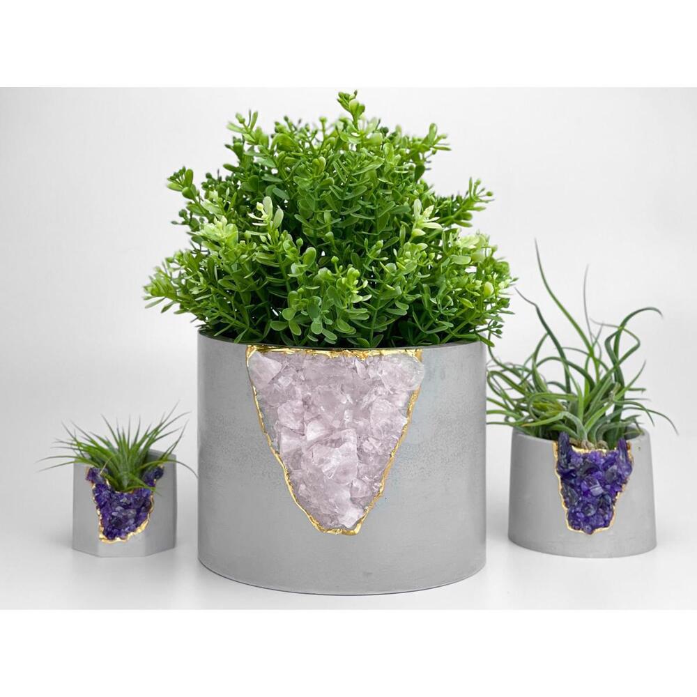 Large Rose Quartz Geode Planter Big Crystal Planter Pot GIFT
